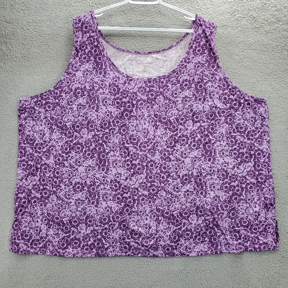 Woman Within Tank Top Womens Plus Size 6X 42/44 Floral Printed Purple - Picture 1 of 9